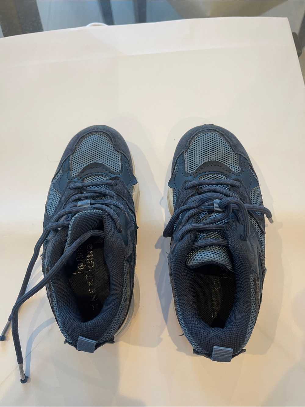 next Boys Navy Blue Mesh Lace-Up Trainers